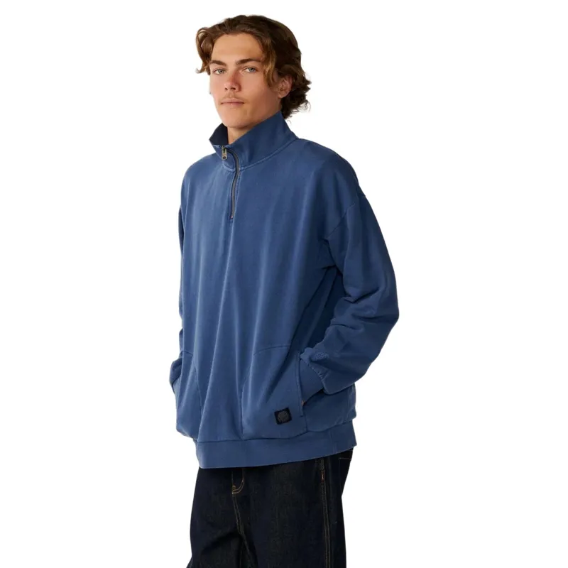 Rip Curl Mens Premium Surf 1/4 Zip Crew Fleece in Light Navy-1