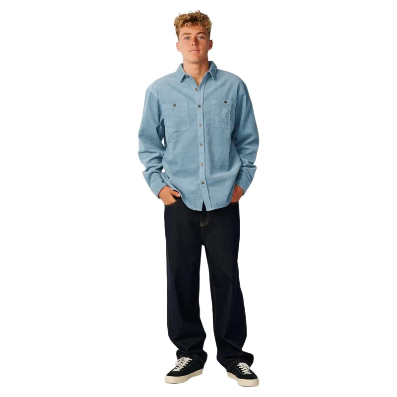 Rip Curl Mens Premium Surf Cord Long Sleeve Shirt in Citadel Blue-1