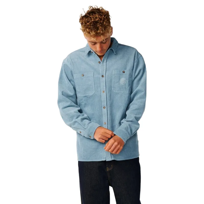 Rip Curl Mens Premium Surf Cord Long Sleeve Shirt in Citadel Blue-3