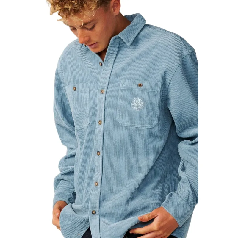 Rip Curl Mens Premium Surf Cord Long Sleeve Shirt in Citadel Blue-4