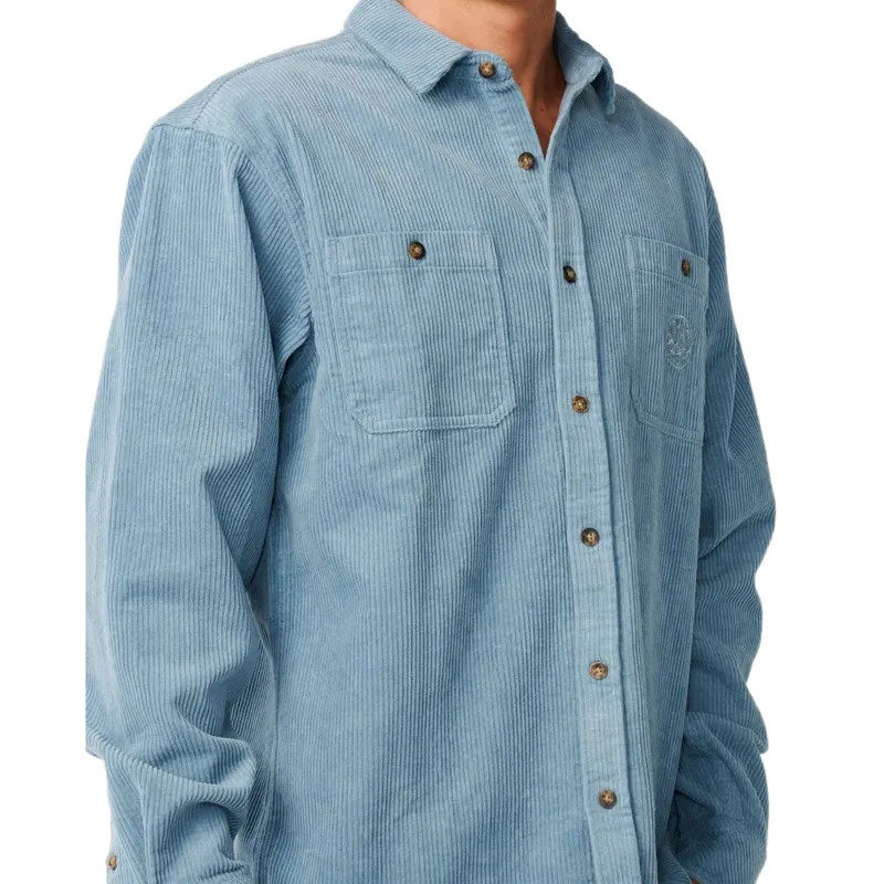 Rip Curl Mens Premium Surf Cord Long Sleeve Shirt in Citadel Blue-5