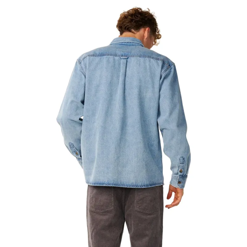Rip Curl Mens Premium Surf Denim Long Sleeve Shirt in Washed Blue-2