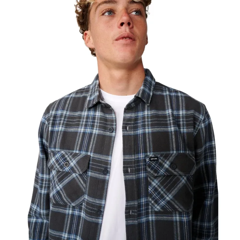 Rip Curl Mens Premium Surf Griffin Flannel Shirt in Washed Black-2