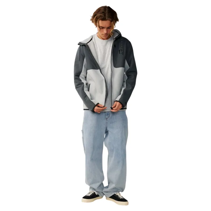 Rip Curl Mens S-Series Panelled Zip Thru Hooded Fleece in Charcoal Grey-5