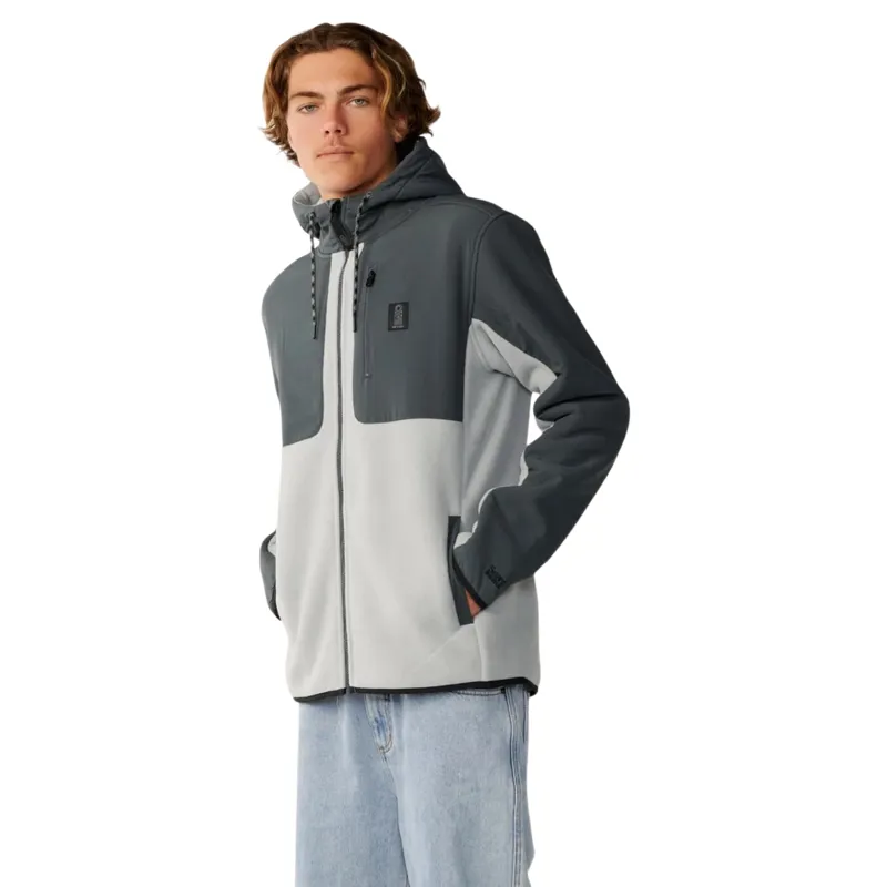 Rip Curl Mens S-Series Panelled Zip Thru Hooded Fleece in Charcoal Grey-1