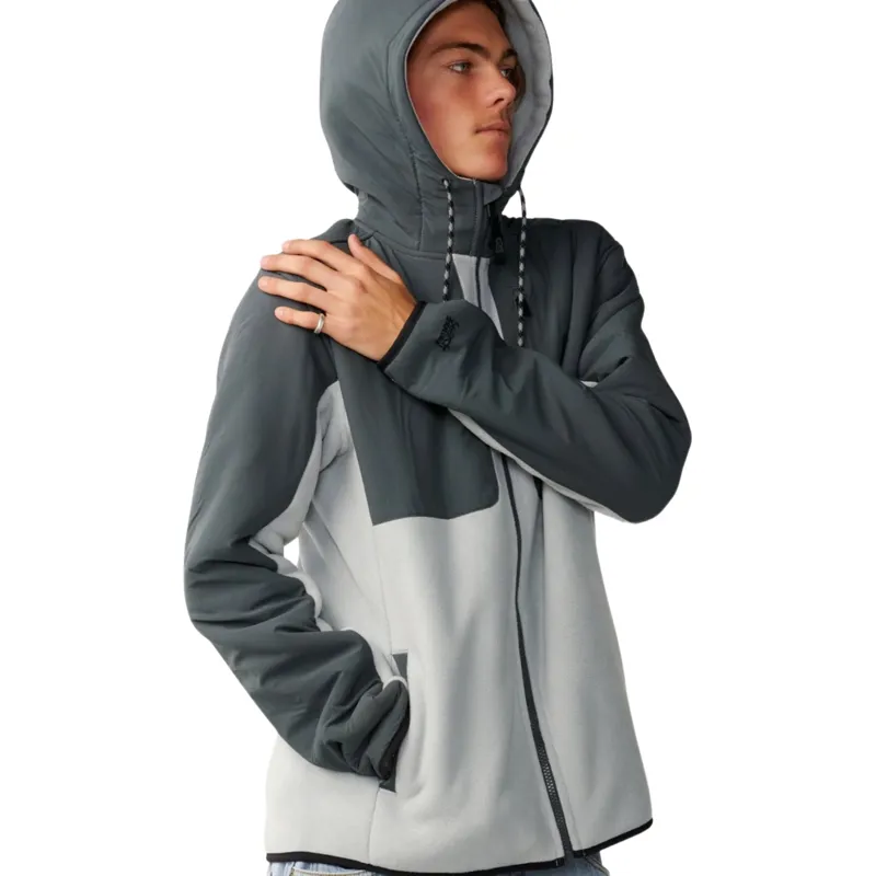 Rip Curl Mens S-Series Panelled Zip Thru Hooded Fleece in Charcoal Grey-2