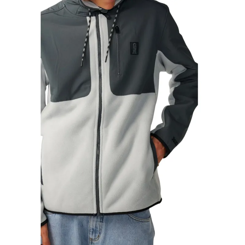 Rip Curl Mens S-Series Panelled Zip Thru Hooded Fleece in Charcoal Grey-4