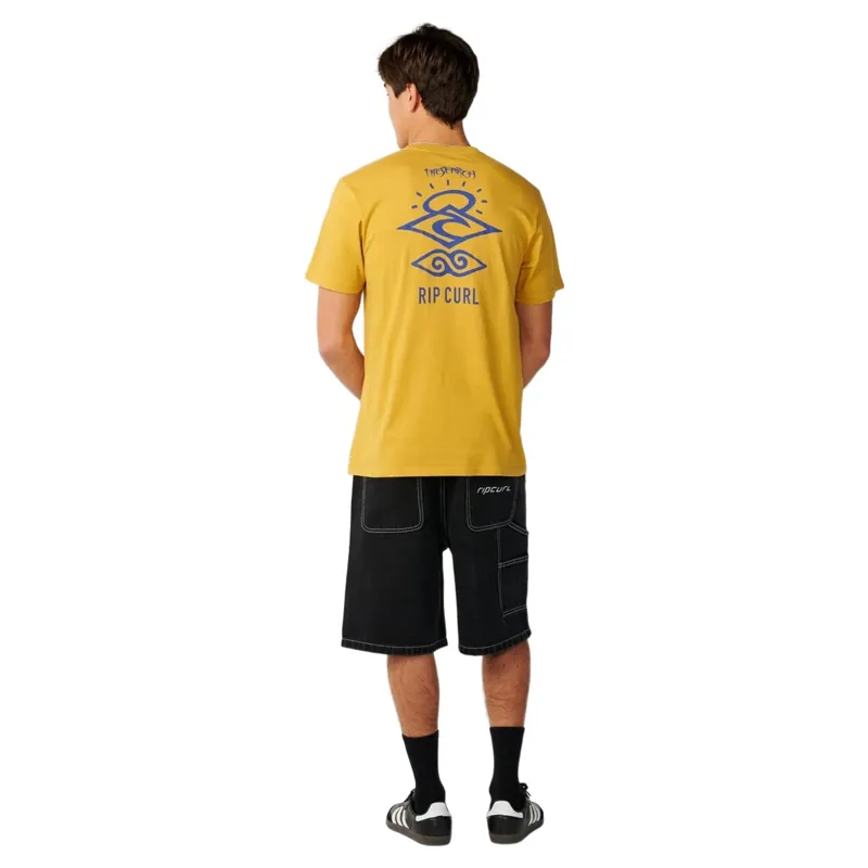 Rip Curl Mens Search Icon Tee in Mustard Gold-3