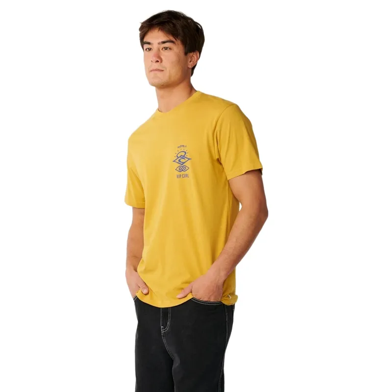 Rip Curl Mens Search Icon Tee in Mustard Gold-1