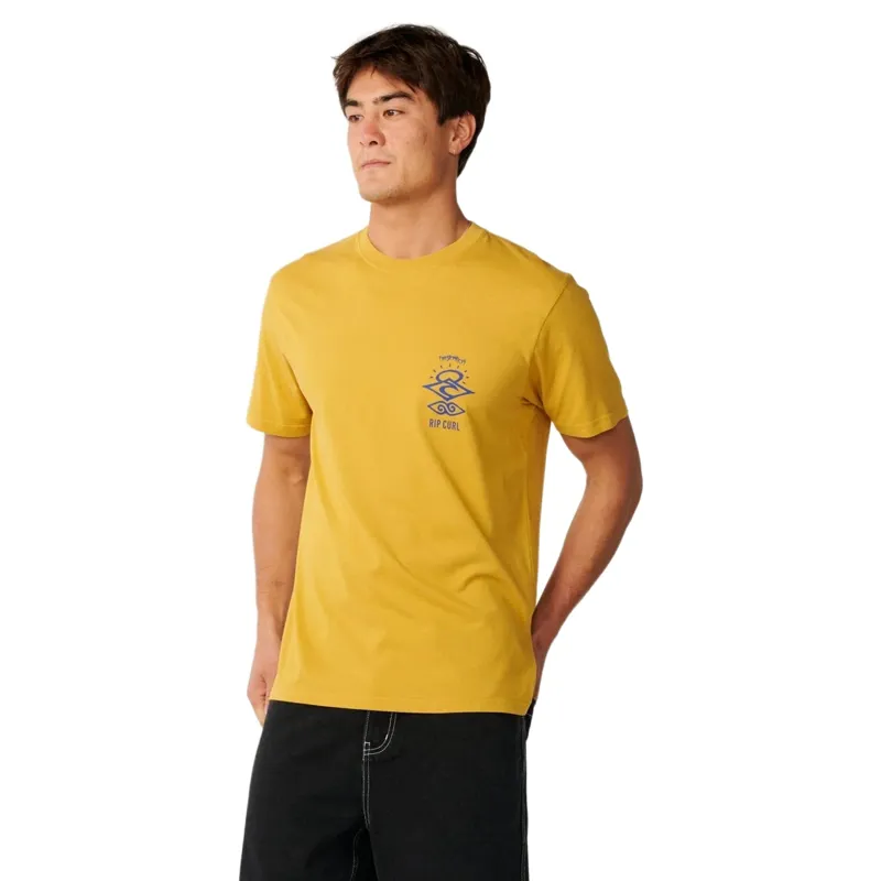 Rip Curl Mens Search Icon Tee in Mustard Gold
