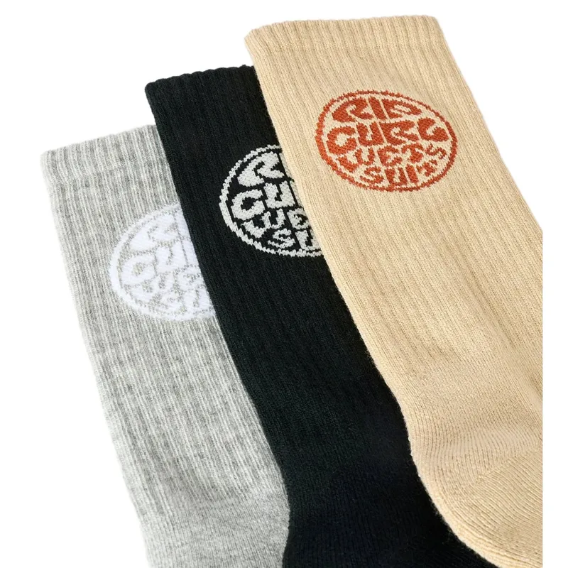 Rip Curl Mens Wetty Crew Socks 3 Pack TU in Khaki Sand-1