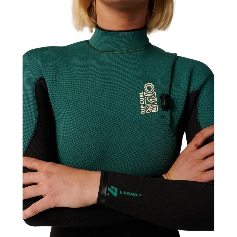 Rip Curl Women's E-Bomb Zip Free 5/3 Steamer Wetsuit in Dark Green-5