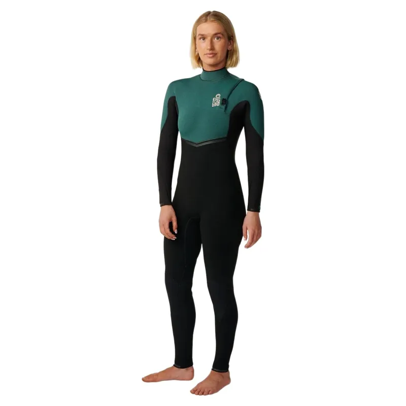 Rip Curl Women's E-Bomb Zip Free 5/3 Steamer Wetsuit in Dark Green-1
