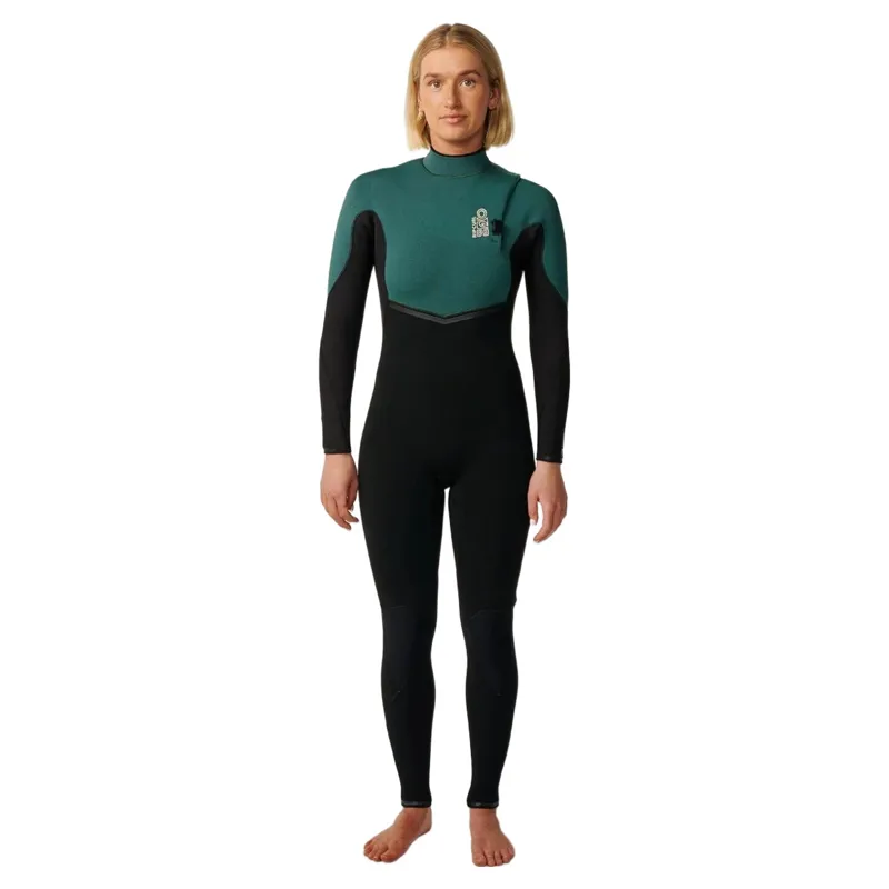 Rip Curl Women's E-Bomb Zip Free 5/3 Steamer Wetsuit in Dark Green