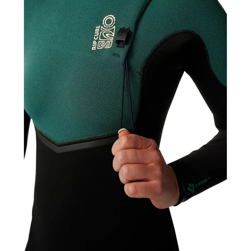 Rip Curl Women's E-Bomb Zip Free 5/3 Steamer Wetsuit in Dark Green-6