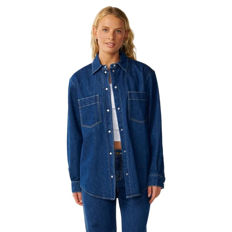 Rip Curl Womens Cruisin Denim Long Sleeve Shirt in Mid Blue