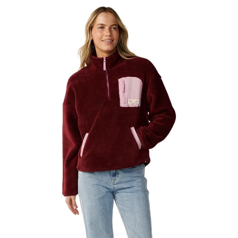 Rip Curl Womens Party Pack Polar Zip Through Fleece in Dark Plum