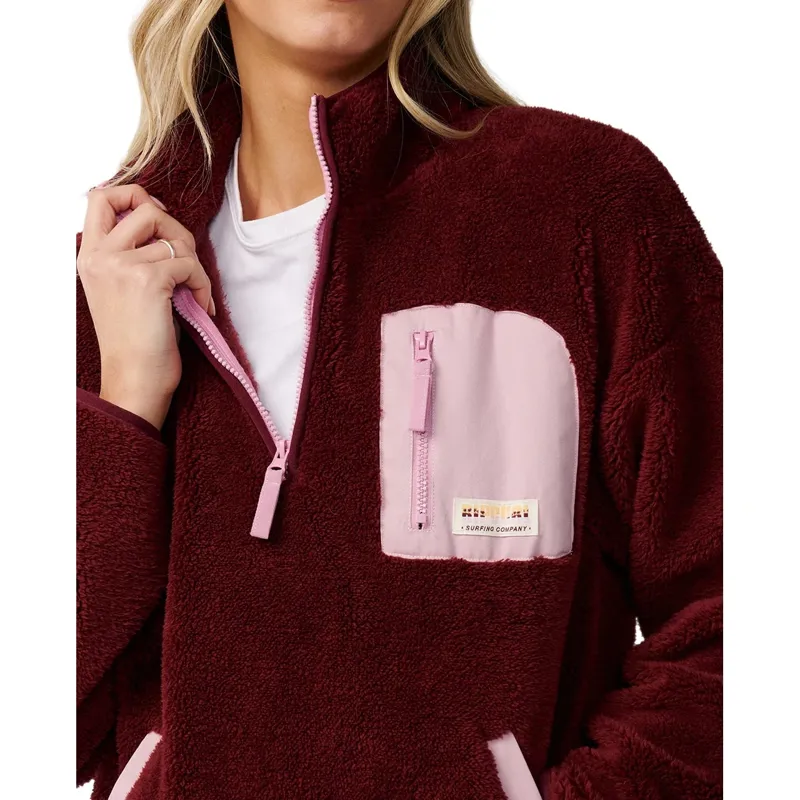 Rip Curl Womens Party Pack Polar Zip Through Fleece in Dark Plum-1