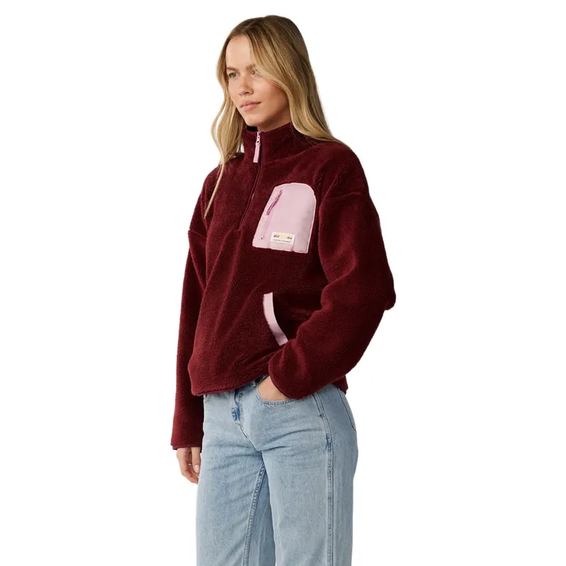 Rip Curl Womens Party Pack Polar Zip Through Fleece in Dark Plum-4