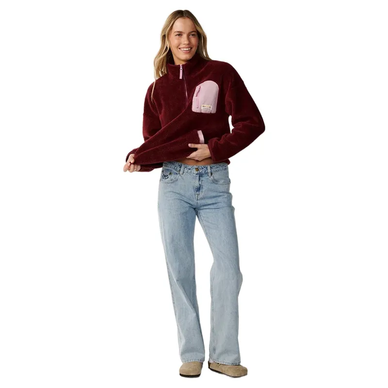 Rip Curl Womens Party Pack Polar Zip Through Fleece in Dark Plum-2