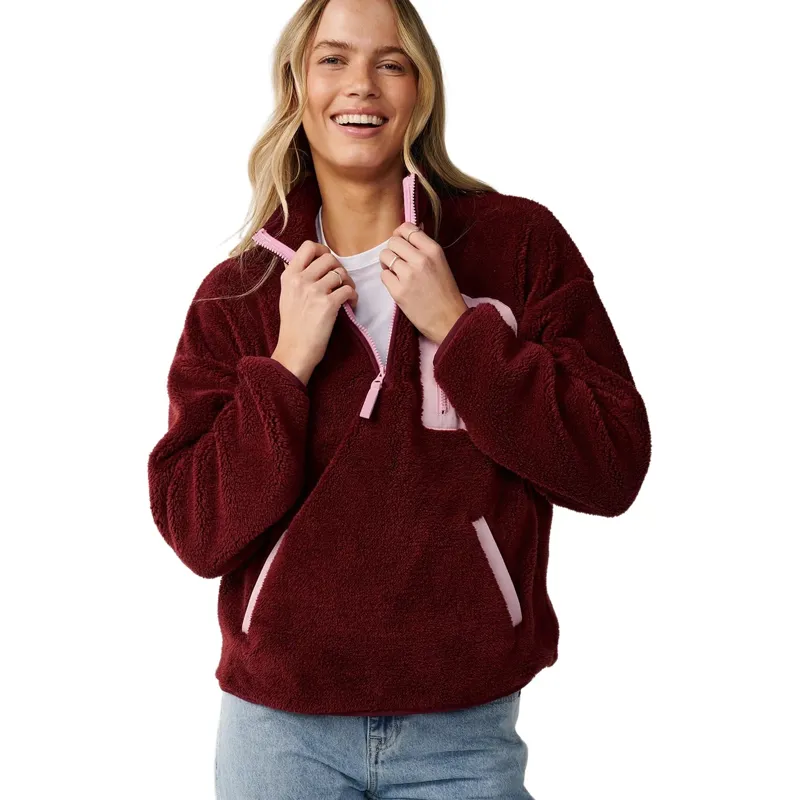 Rip Curl Womens Party Pack Polar Zip Through Fleece in Dark Plum-3