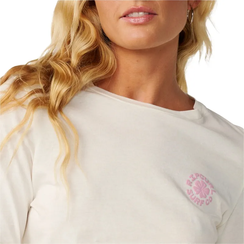 Rip Curl Womens Party Wave Long Sleeve Tee in Off White-5