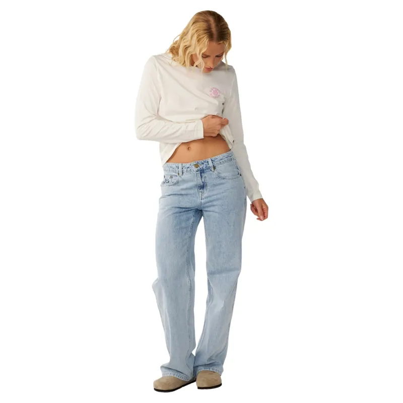 Rip Curl Womens Party Wave Long Sleeve Tee in Off White-3