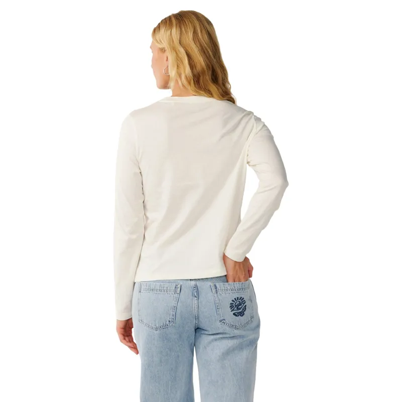 Rip Curl Womens Party Wave Long Sleeve Tee in Off White-2