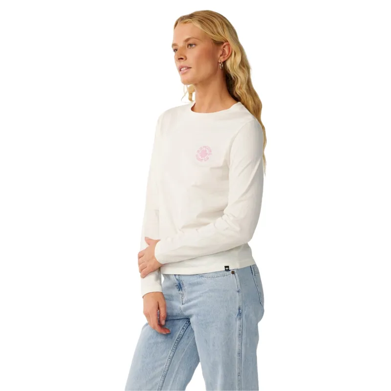 Rip Curl Womens Party Wave Long Sleeve Tee in Off White-1