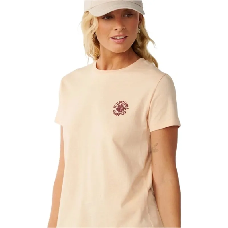 Rip Curl Womens Party Wave Short Sleeve Tee Standard in Light Apricot-3