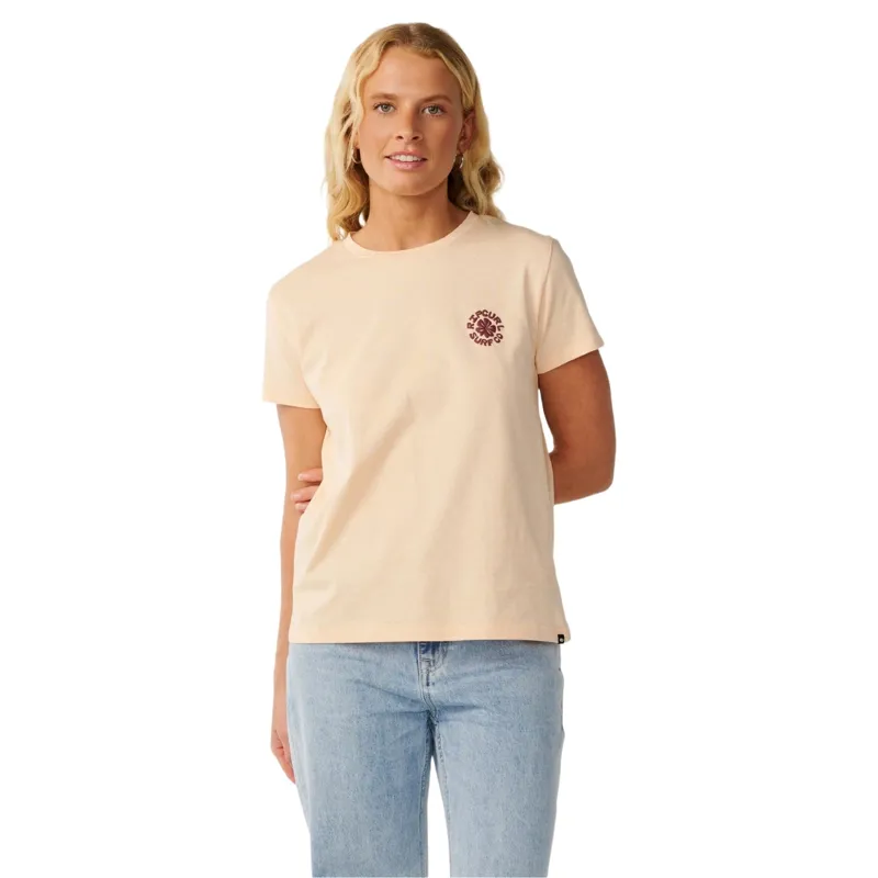 Rip Curl Womens Party Wave Short Sleeve Tee Standard in Light Apricot