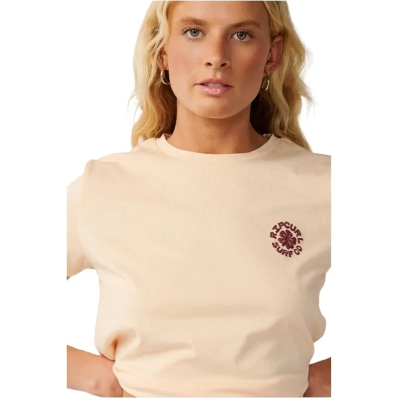 Rip Curl Womens Party Wave Short Sleeve Tee Standard in Light Apricot-2