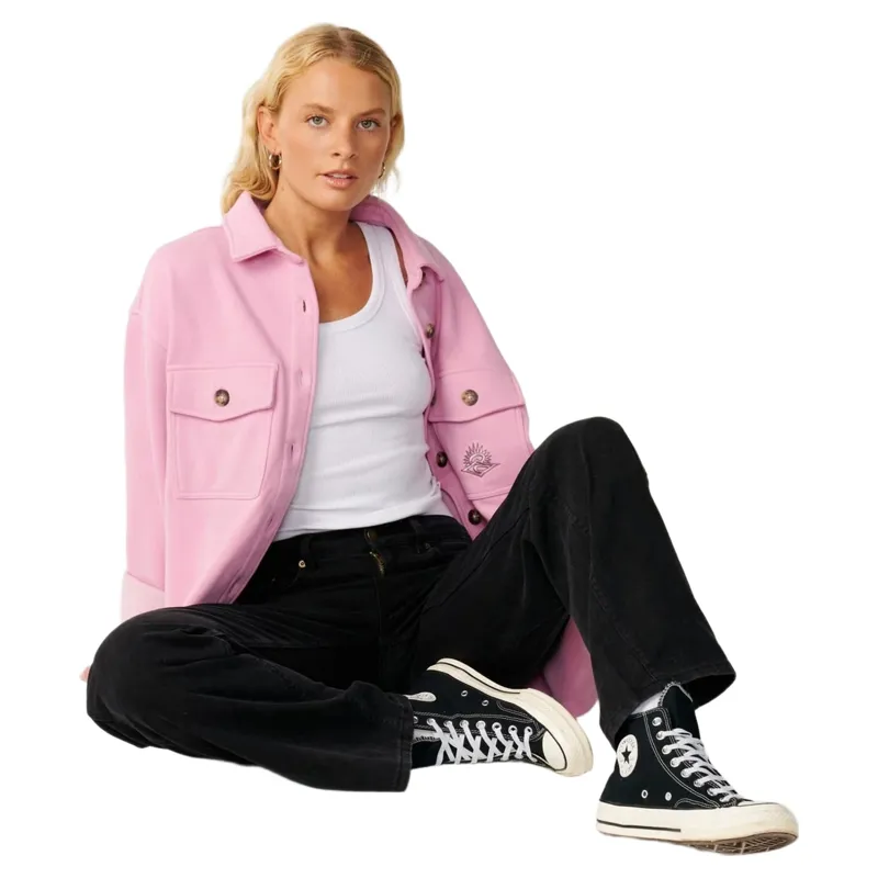 Rip Curl Womens Retro Swell Fleece Overshirt in Lilac-3