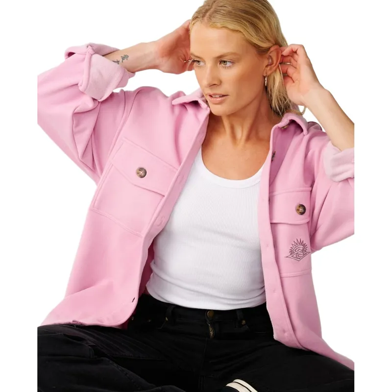 Rip Curl Womens Retro Swell Fleece Overshirt in Lilac-2