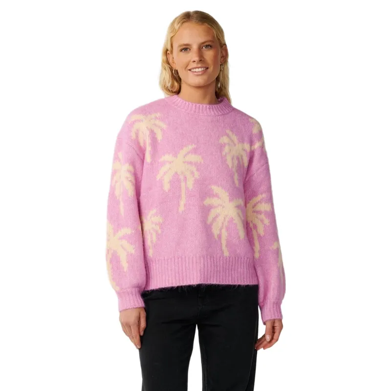 Rip Curl Womens Retro Swell Palm Jacquard Crew in Lilac
