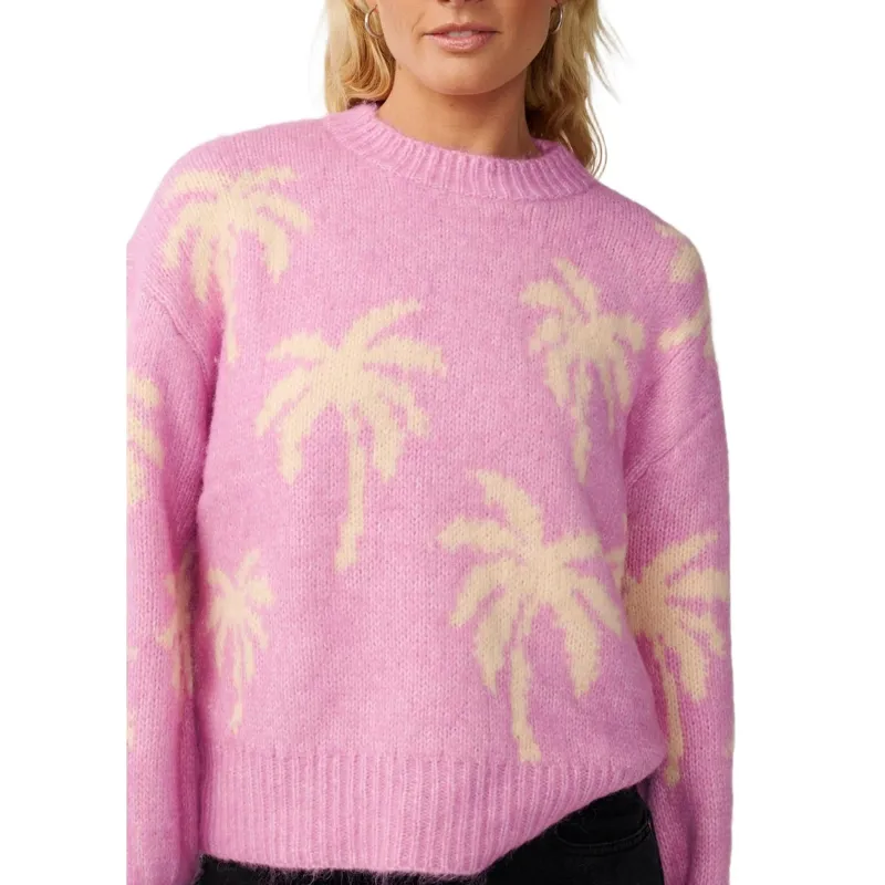Rip Curl Womens Retro Swell Palm Jacquard Crew in Lilac-4