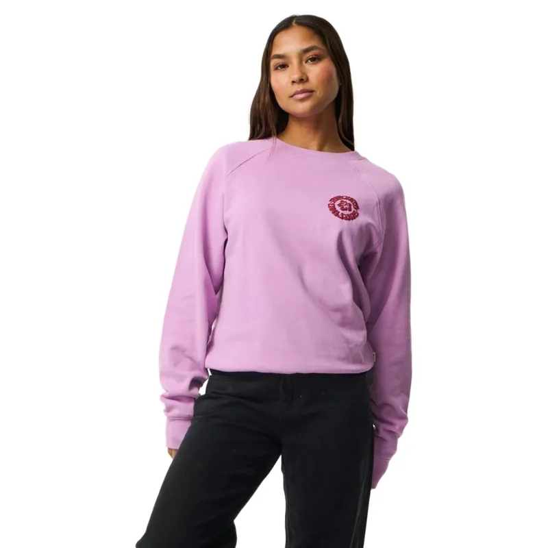 Rip Curl Womens Surf Puff Raglan Relaxed Crew Fleece in Bright Lilac