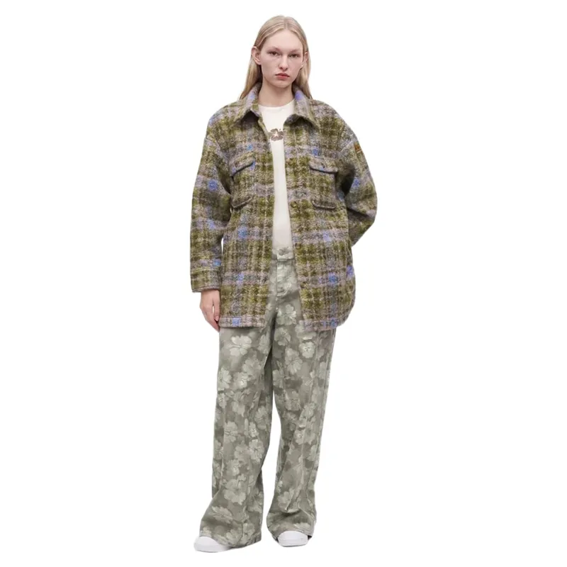 Roxy Womens Over And Above Fleece Jacket in Oil Green Tartan Plaid