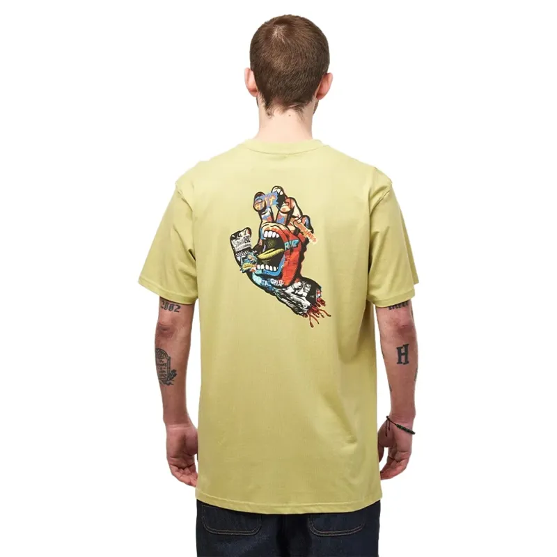 Santa Cruz Mens Collage Hand T-Shirt in Faded Khaki