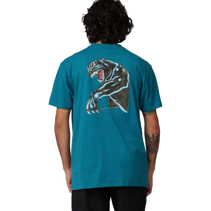 Santa Cruz Natas Sketch Panther Men's T-Shirt in Teal-1