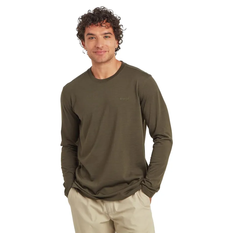 Sherpa Adventure Gear Mens Nanda Merino Long Sleeve T-Shirt in Verdant