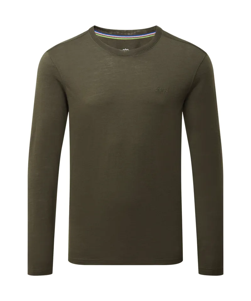 Sherpa Adventure Gear Mens Nanda Merino Long Sleeve T-Shirt in Verdant-1