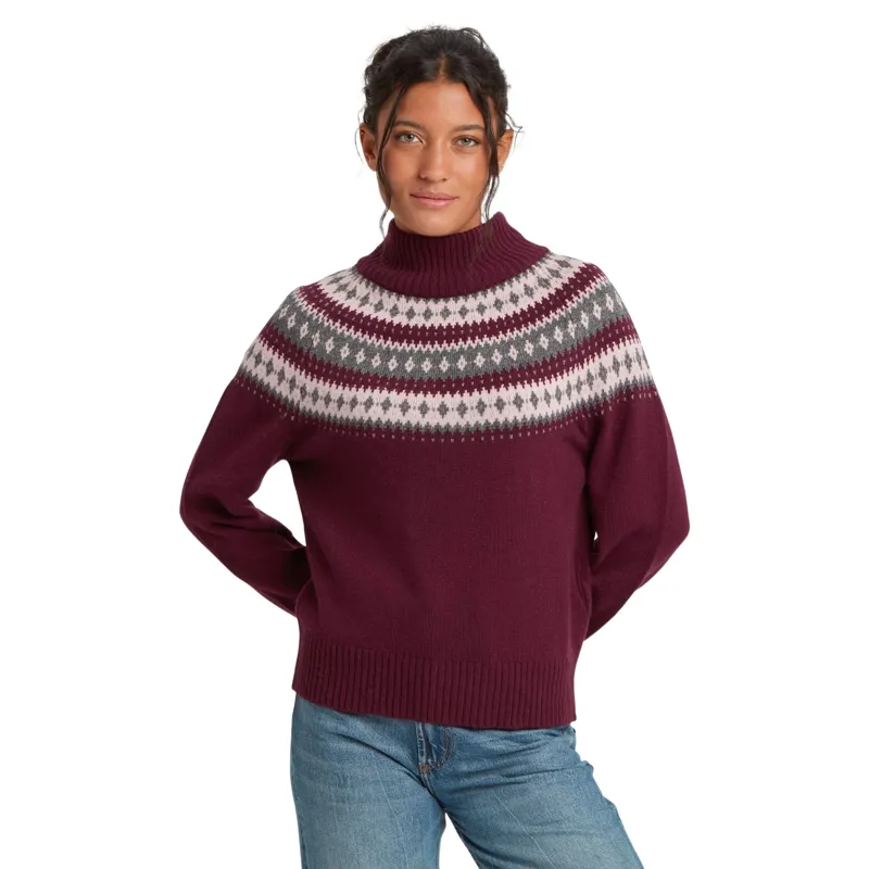 Sherpa Womens Indu Eco Mock Neck Sweater in Merlot