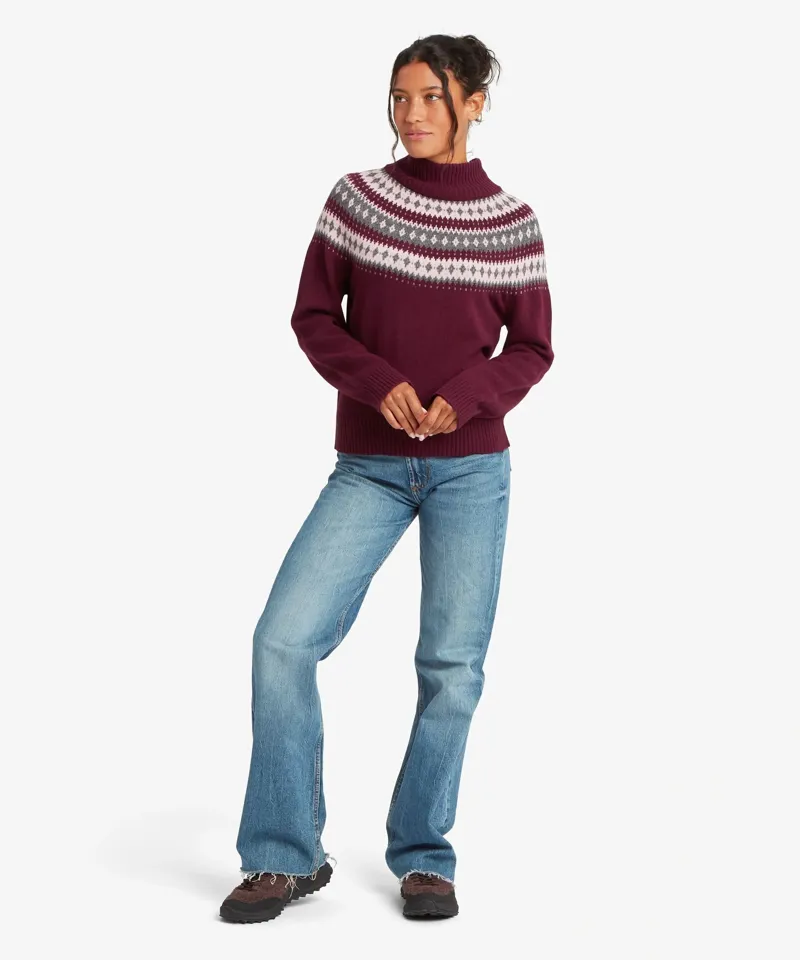 Sherpa Womens Indu Eco Mock Neck Sweater in Merlot-2