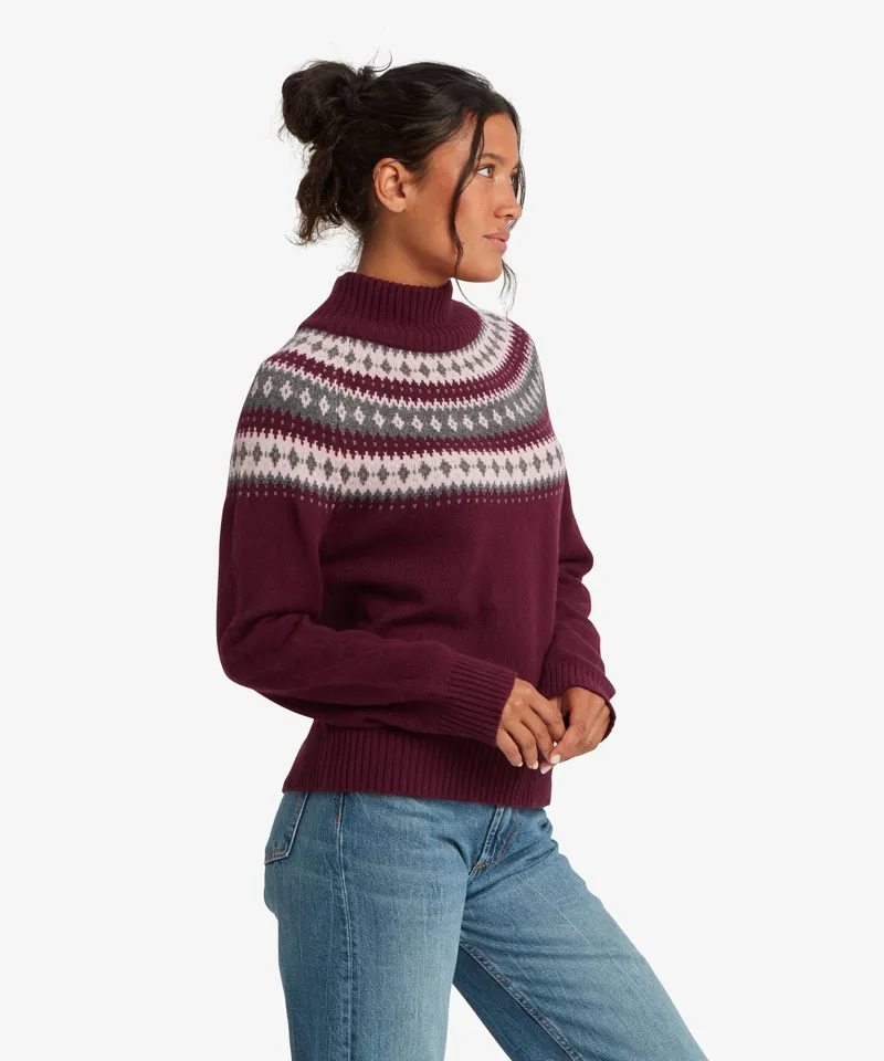 Sherpa Womens Indu Eco Mock Neck Sweater in Merlot-3