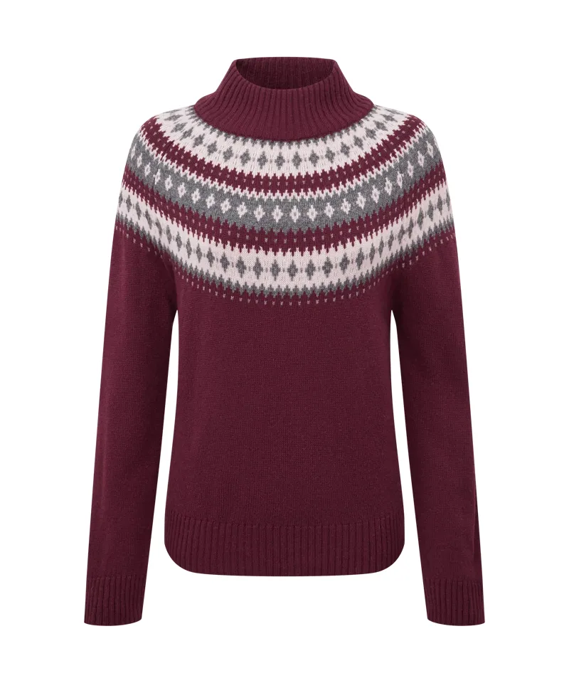 Sherpa Womens Indu Eco Mock Neck Sweater in Merlot-1