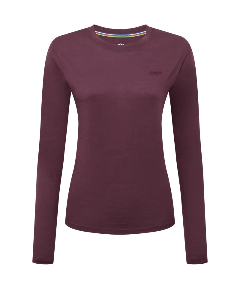 Sherpa Adventure Gear Womens Nanda Merino Long Sleeve T-Shirt in Merlot-1