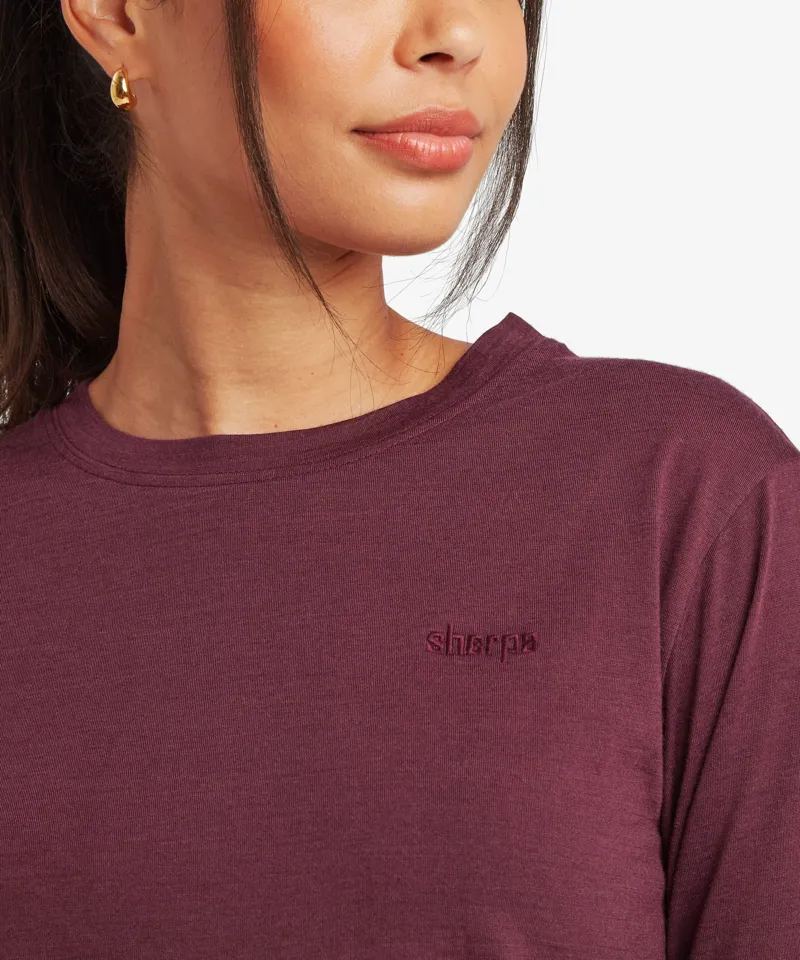 Sherpa Adventure Gear Womens Nanda Merino Long Sleeve T-Shirt in Merlot-5
