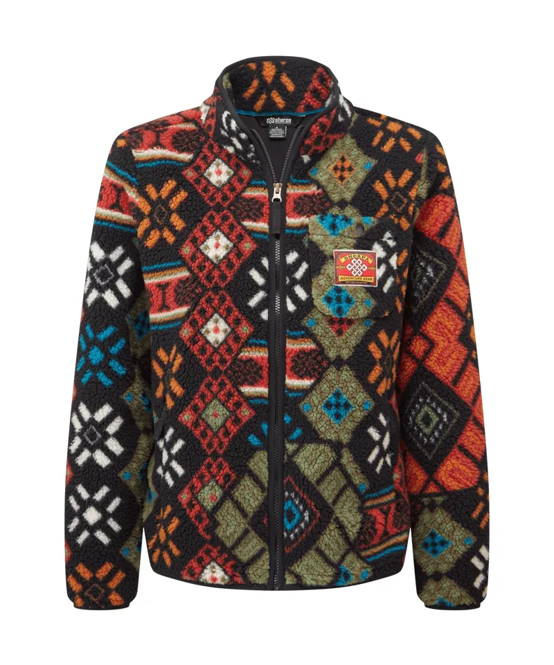 Sherpa Womens Tarcho Printed Full Zip Jacket in Black Bhutan-1