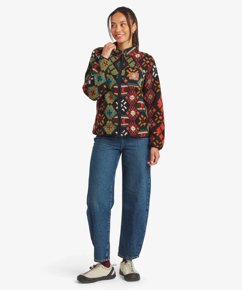 Sherpa Womens Tarcho Printed Full Zip Jacket in Black Bhutan-2